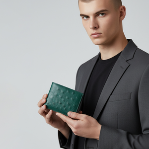 【M2nd】普爾琿鴕鳥皮雙折短夾/男皮夾(T48A)