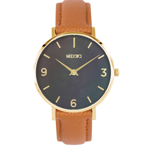 [MEDOTA] CERES Series natural mother-of-pearl ladies watch-Gold / ES-12704 genuine leather strap