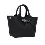 LONGCHAMP Roseau XS 竹節釦牛皮手提/斜背迷你二用包/黑色, , large