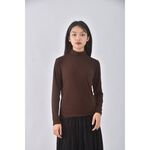 (S) 夢夢質感高領棕色長袖上衣二手衣, , large