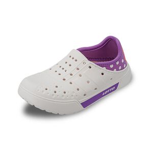 LOTTO童輕量洞洞鞋-白紫16cm