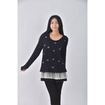 (M) b l u e棉質蝴蝶結藍色長袖上衣二手衣, , large