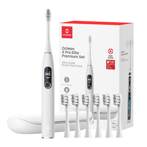 [歐可林] Oclean X Pro Elite超靜音觸控智能音波電動牙刷-霜岩灰(6支刷頭+旅行盒套裝組)