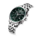 CITIZEN 星辰 光動能復古風計時手錶-銀x紳士綠 AT2149-85X, , large