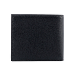 PRADA 銀字Logo 粒紋牛皮內拼色對開8卡短夾/黑色/深藍色, , large