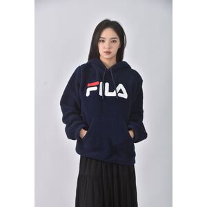 (S) fila質感棉質連帽藍色長袖上衣二手衣