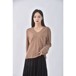 (S) giordano ladies質感羊毛V領棕色長袖上衣二手衣, , large