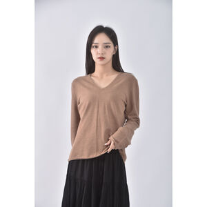 (S) giordano ladies質感羊毛V領棕色長袖上衣二手衣