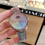 [星晴錶業]COACH手錶,34mm,CH00059彩虹圈錶面玫瑰金錶殼彩虹色精鋼錶帶款, , large