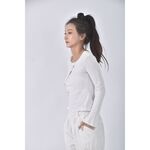 (S) 【安于晴Charlene私服】質感修身短版棉質白色長袖上衣二手衣, , large