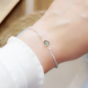 Aurora Sterling Silver Bracelet(Labradorite)