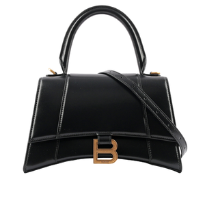 BALENCIAGA Hourglass 金釦光滑牛皮二用沙漏包/小款/黑色