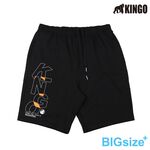 KINGO-大尺碼-男款 鬆緊 棉短褲-黑-413302, , large