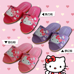 [e鞋院]HELLO KITTY室內皮拖鞋 桃M(25CM)