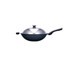 PEARL HORSE Enamel Wok with Lid – 30cm, Single Handle – JA-A-012-030