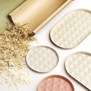 re-ing Bamboo Fiber Plates-3Piece Round plates-Beige