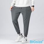 大尺碼-加絨 束口 休閒長褲-黑/灰-0204190, , large