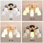[Honey Comb]北歐風原木半吸頂六燈 黑色(KC2258), , large