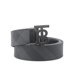 BURBERRY TB Logo 帆布及牛皮寬3.5cm雙面可用皮帶/炭灰/石墨黑, , large
