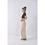 (F) 質感素面杏色長裙二手衣, , large