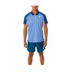 Asics 男 短袖 上衣 Polo衫 海外版 運動 訓練 網球 透氣 涼爽 防潑水 藍 [2041A193-401], , large