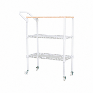 【Y HOUSE】60x30x90cm (including handle + wheel height) wooden top three-layer trolley storage trolley- white