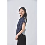 (S) beartwo質感棉質拼色藍色短袖上衣二手衣, , large