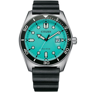 CITIZEN 星辰 光動能潮男時尚大三針手錶-湖水綠 AW1760-14X