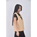 (S) meier q質感背心格紋杏色外套二手衣, , large