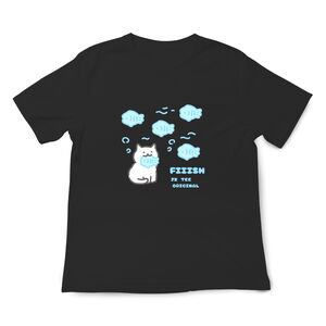 JZ TEE White Cat-Fish Eating Graphic Tee