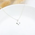 Hammered Prayer Cross s925 sterling silver necklace Valentine's day gift, , large