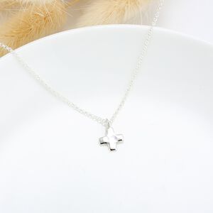 Hammered Prayer Cross s925 sterling silver necklace Valentine's day gift