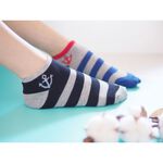 [Kaimei Cotton Industry] 8 pairs set, random and excellent, MIT made in Taiwan, pure cotton boat-shaped children's socks, anchor-shaped style, 17-21cm, , large