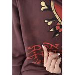 (S) ed hardy質感棉質純棉連帽棕色外套二手衣, , large