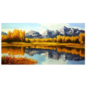 【御畫房】湖畔秋色 國家一級畫師手繪油畫60×120cm(VF-131)