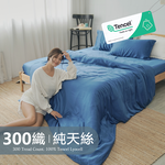 BUHO 素面文青300織100%TENCEL™純天絲床包兩用被四件組-雙人特大-(多款任選), , large