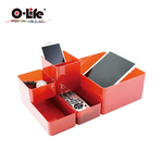 【O-Life】B-015堆疊收納盒-紅色款5件組, , large