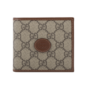 GUCCI Interlocking G Logo 對開零錢袋短夾/棕色