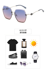 MR.TECH 米特克 UV400太陽眼鏡時尚女仕大框矩方框墨鏡(幾何切割細框大框6133多色選) 紫粉漸層, , large