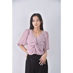 (M) lululalla韓牌質感V領粉色長袖上衣二手衣, , large