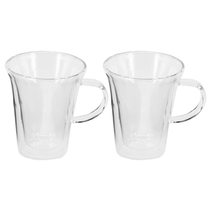S/2 DOUBLE WALL GLASS MUG