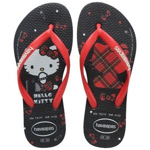 [巴拉娜巴西人字拖專賣店]中壢實體店面Havaianas童鞋 夾腳拖/人字拖鞋KIDS SLIM HELLO KITTY 黑色 海灘 海邊