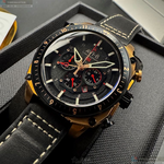 [星晴錶業]新品牌手錶,44mm,AV52662黑色錶面玫瑰金錶殼深黑色真皮皮革錶帶款, , large