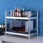 【誠宜居家】80x40x60公分 (三面圍欄-二層不鏽鋼置物架)升級款加粗加厚-加強底部橫梁 收納架 不鏽鋼置物架 不銹鋼置物架 廚房不銹鋼置物架 置物架 家電架 廚房架 架子, , large