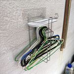 [熊好貼國際]衣架置物架 無痕壁貼不鏽鋼衣架收納架 衣架整理架 衣夾整理架 收納架 台灣製造 凹凸面可貼, , large