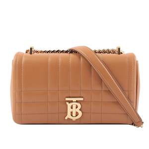 BURBERRY Lola 小羊皮縫線設計小款翻蓋鍊包/楓葉棕色