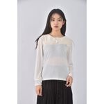 (S) e hyphen world gallery質感荷葉邊領口白色長袖上衣二手衣, , large
