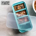 官方直營【Souper Cubes】多功能食品級矽膠保鮮盒_湖水綠2件組(2格+4格), , large