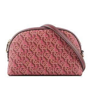 COACH Madi Monogram 塗層帆布拼皮革拉鍊貝殼包/胭脂粉