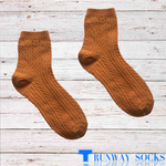 【RUNWAY】《RUNWAY SOCKS》Best-Selling Japanese Style Trendy Short Socks – Double Cylinder Technology with Retro Jacquard Design – Mustard Yellow – 1 Pair, , large